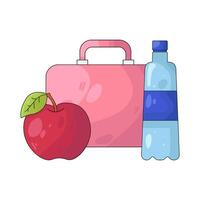 Lunchbox with Apple and Water Bottle vector