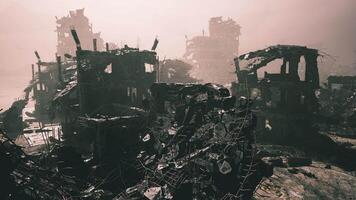 CGI Urban decay reveals haunting remnants of a forgotten cityscape at dusk video