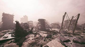CGI Abandoned cityscape showing destruction after a catastrophic event video