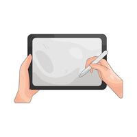 Hand Drawing on Digital Tablet vector