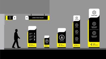 Wayfinding system signage mockup vector
