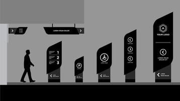 Sign with Metallic Stand Mockup, Right View design vector