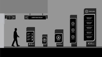 Tower display advertising on gray color background template vector