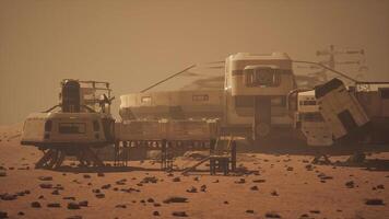 cgi Marte colonia habitat struttura sotto un' polveroso atmosfera con suolo Caratteristiche video