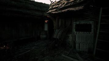 CGI Old rustic building showing worn out structure and overgrown surroundings video
