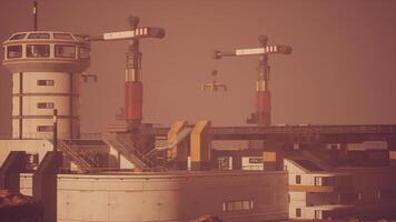 CGI Mars colony showcasing advanced construction facilities in a dusty environment video