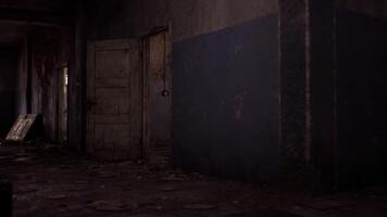 CGI Abandoned hallway with decaying walls and debris on the floor video