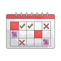 Calendar Schedule with Checkmarks and X Marks vector