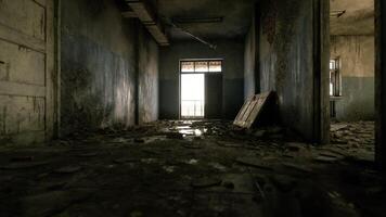 CGI Desolate abandoned building interior with debris scattered on the floor video