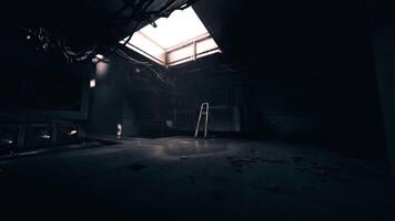 CGI Dimensions of light in a dimly lit room with a ladder and wiring video