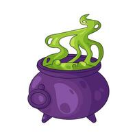 Witch Cauldron with Bubbling Green Potion vector