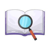 Magnifying Glass over Open Book vector