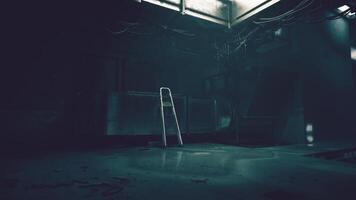 CGI Abandoned industrial space with a ladder under dim lighting conditions video