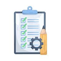 Checklist Clipboard with Pencil and Gear vector