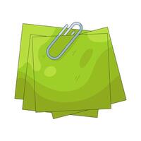 Green Sticky Notes with Paperclip vector