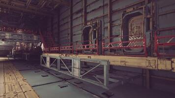 CGI Futuristic industrial interior with metallic structures and platforms video