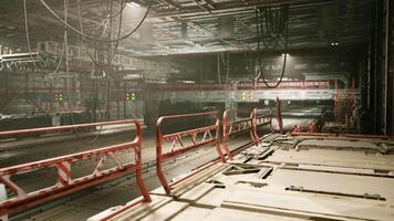 CGI Industrial space with metallic surfaces and intricate networks at a facility video