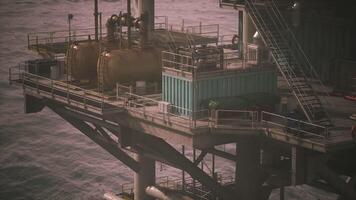 CGI Oil rig structure operating in offshore environment during daylight hours video