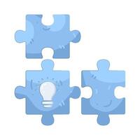 Puzzle Pieces with Lightbulb vector
