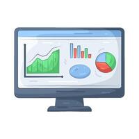 Computer Screen Displaying Data Charts vector