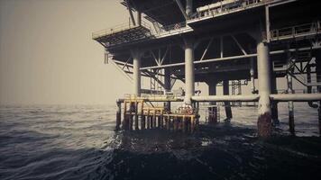 CGI Oil rig standing tall in the ocean during a quiet afternoon video
