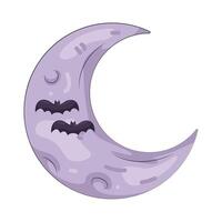 Crescent Moon with Bats vector