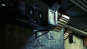 CGI Industrial setting with ventilation system and speakers in an underground space video