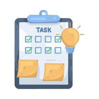 Task Checklist with Lightbulb vector