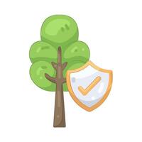 Protected Tree with Shield vector
