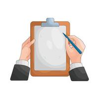 Hands Writing on Clipboard vector