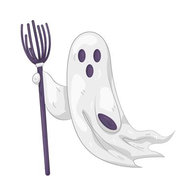 Ghost Holding Broom