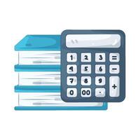 Calculator with Stack of Books vector