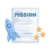 Mission Statement with Rocket Ship and Stars vector