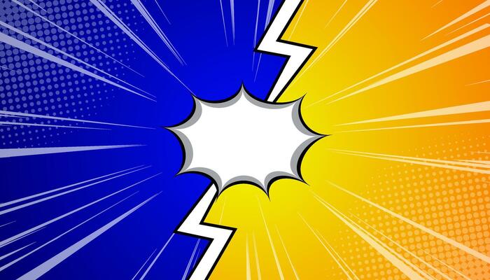 Versus symbol on comic background for duel. Halftone comic design with lightning.