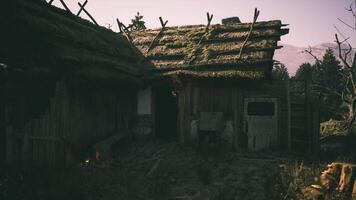 CGI Old rustic house with moss covered roof in a serene mountain landscape video