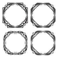 Hand Drawn Floral Frames Authentic Decorative Borders Set vector