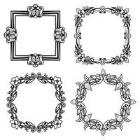 Geometric Motif Floral Borders Decorative Frames Set vector