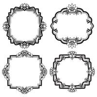 Elegant Unique Chic Floral Borders Minimalist Decorative Frames Set vector