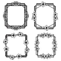 Ornate Floral Frames Label Decorative Borders Set vector