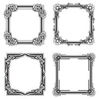 Timeless Line Floral Frames Decorative Borders vector