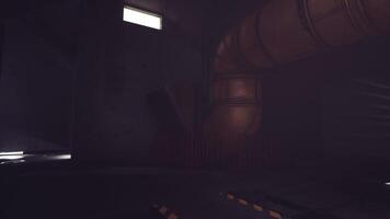 CGI Shadowy corridor with industrial accents inside a dimly lit structure video