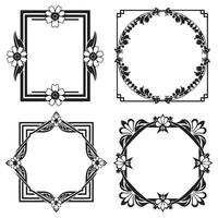 Symmetrical Floral Borders Balanced Decorative Frames vector