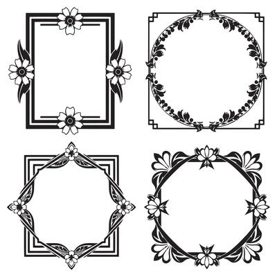 Symmetrical Floral Borders Balanced Decorative Frames