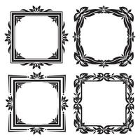 Rustic Edge Floral Frames Decorative Border Sketch vector