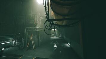 CGI Mysterious industrial corridor illuminated by soft light in a dark space video