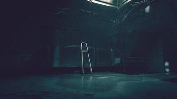 CGI Abandoned industrial space with a lonely ladder in a dark atmosphere video