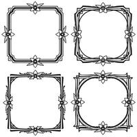 Artistic Floral Borders Expressive Decorative Frames Set vector