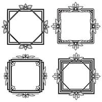 Rustic Edge Floral Frames Decorative Border Sketch Collection vector