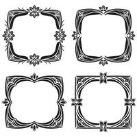 Rustic Edge Floral Frames Decorative Border Illustration Set vector