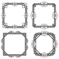 Classic Square Floral Frames Decorative Borders Set vector